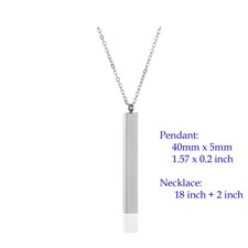 18K White Gold Filled Smooth Vertical Bar Pendant Necklace Nickel/Lead-Free A119