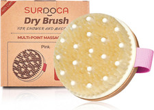 Dry Brushing Body Brush for Lymphatic Drainage, Wet Dry Body Scrubber, Natural