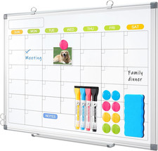 Dry Erase Calendar Whiteboard for Wall, 24" X 18" Monthly White Board