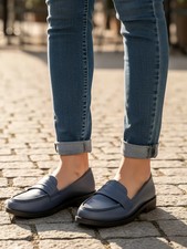 Ladies Loafer Shoes Moccasins Navy Blue Shoes UK Size 5(38)
