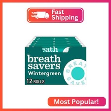 BREATH SAVERS Wintergreen Flavored Sugar Free Breath Mints Rolls, .75 oz 12 Cou