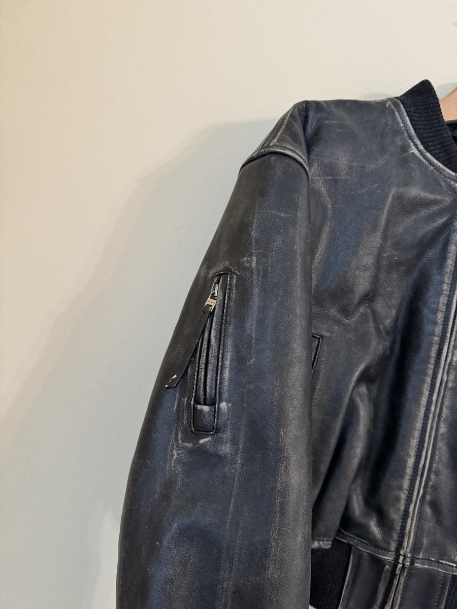 Acne Studios Cropped Leather Bomber Jacket Black Size 36 Small | eBay