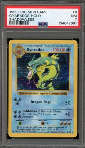 Pokemon Gyarados Base Set Shadowless Holo Rare #6 PSA 7