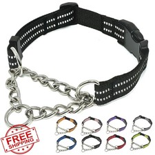 Martingale Dog Collar Reflective Nylon Chain Black L Training