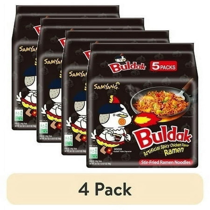 Spicy Hot Chicken Flavor Ramen 4 Pack Instant Noodles Stir-Fried Easy Cook New