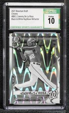 2021 Bowman Draft Black & White RayWave Refractor Jeremy De La Rosa CSG 10 1b9