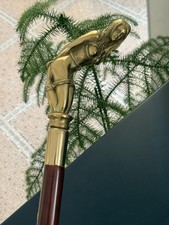 Bronze Lady Sculpture Walking Stick Cane Wood Design Handle Rare Woman Signed