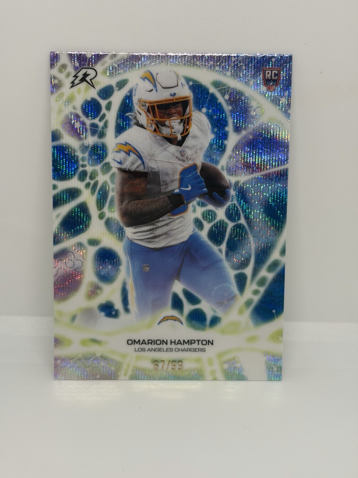 2025 Topps Resurgence Omarion Hampton Protonyx Blue Surge RC /99 PT-5