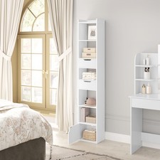 WOLTU Bücherregal Bücherschrank mit 6 Ablagen 2 Schubladen 1 Tür Büroregal Weiß