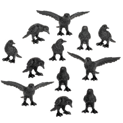 Itty Bitty Crows Pocketful of 12 Collectible Miniature Vinyl Corvid Figures