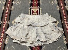LoveShackFancy Heritage Blue Ruffle Mini Skirt Women's P T36