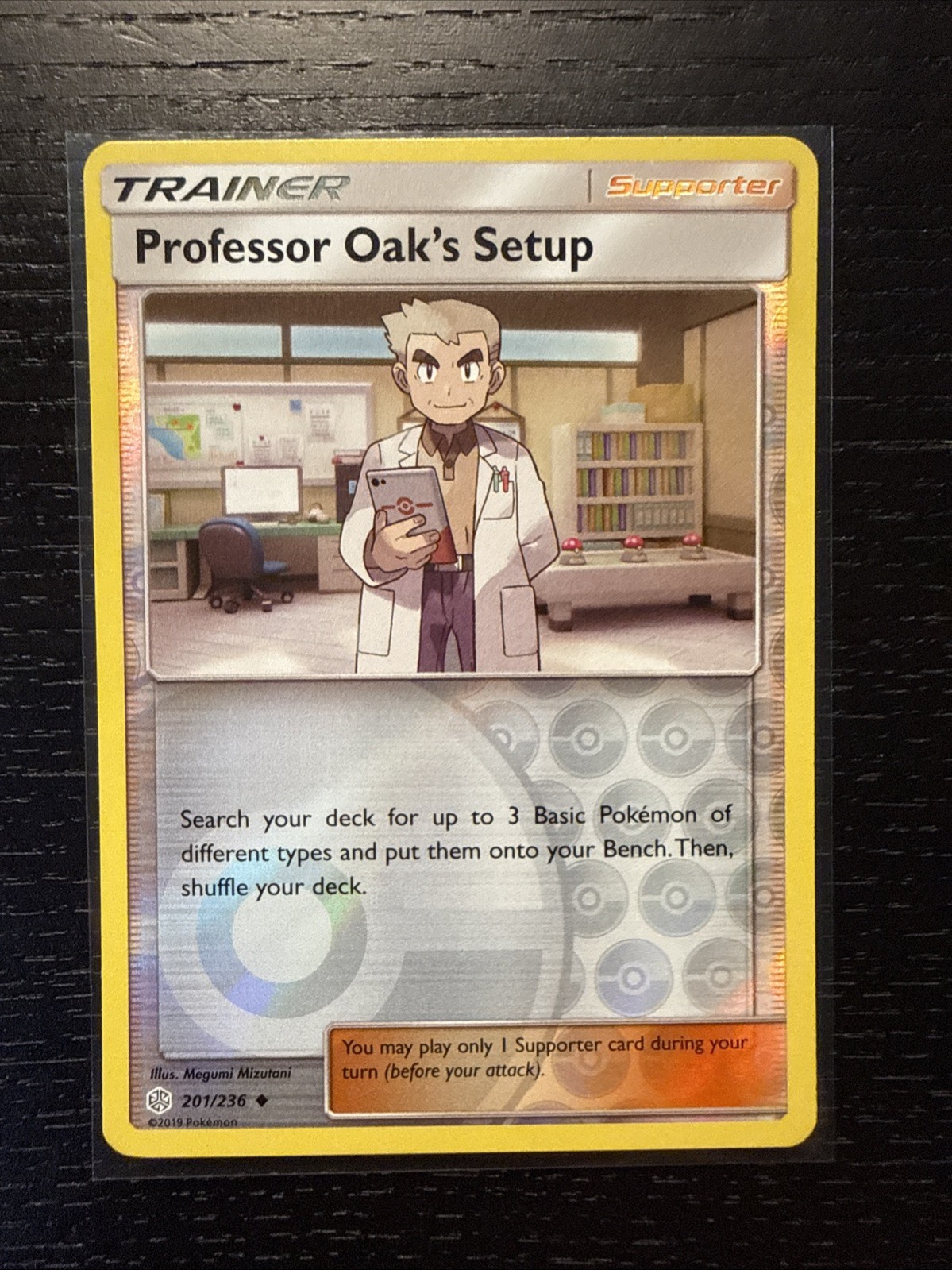 Professor Oak's Setup 201/236 Reverse Holo Pokemon Cosmic Eclipse LP