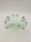 Vintage Murano Glass Bowl Ruffled Rim Bullicante Clear With Aqua Green Tint MCM