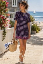 Banana Republic Women's Dress Shift Mini Party Cocktail Stretch 4 Purple Floral