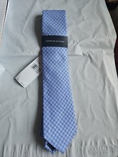 Tommy Hilfiger Men's Silk Blend Tie Light Blue Sq Pattern  NEW MSRP: 69.50