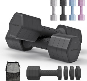 Adjustable Dumbbell Set of 2, 4 in 1 Weights with Non-slip Handles for Home Gym