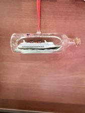 Disney Cruise Line DCL Mini Replica Ship In A Bottle Christmas Ornament 6”