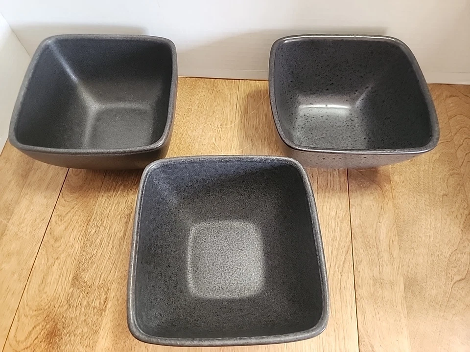 Three (3) Better Homes ~ DARK GRAY ~ Stoneware ~ 5.65" Square Bowls - Image 2 of 4