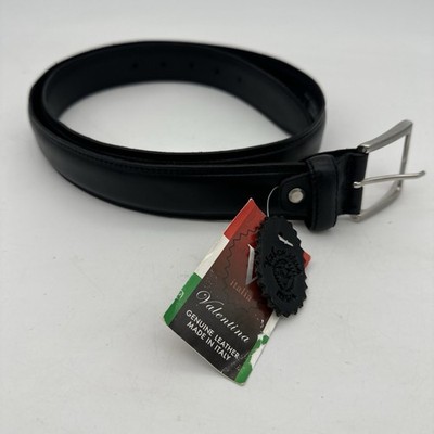 Valentina Vera Pelle Genuine Leather Belt   Black Silver Tone Made in Italy 0035