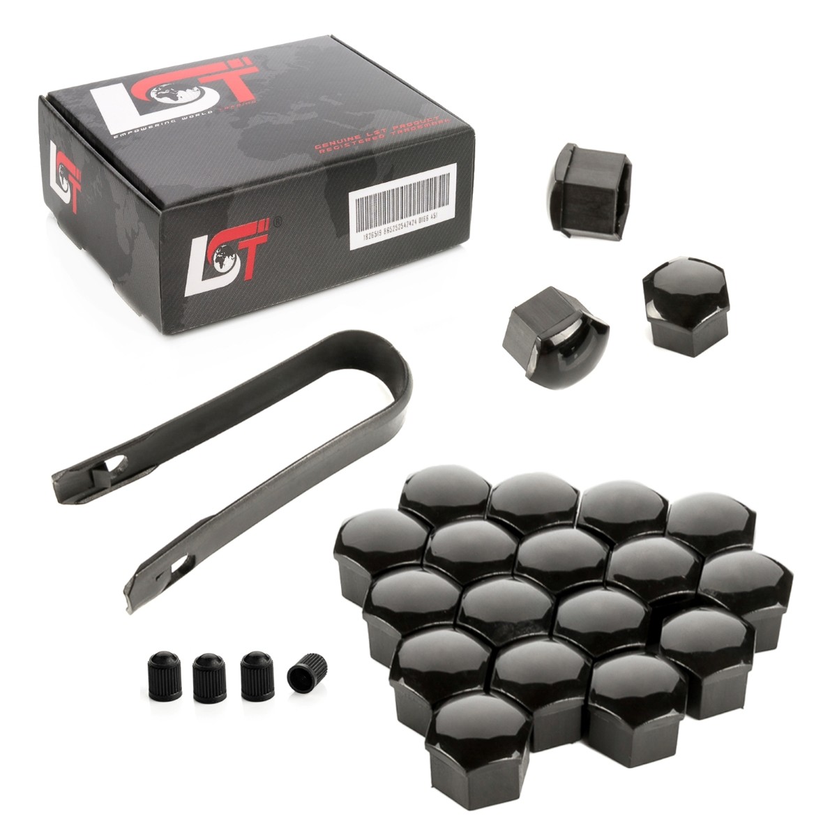 20X Wheel Lug Nut Caps Hex Caps Set 17 Mm Black For VW