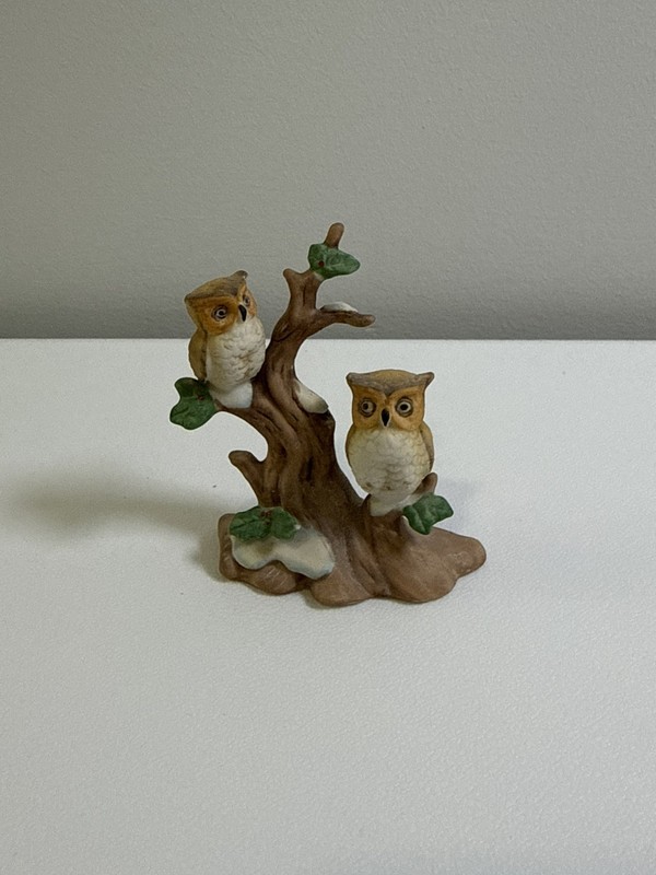 Vintage Enesco Owl Figurine 1983 Made in Taiwan Tree Branch Owl Decor