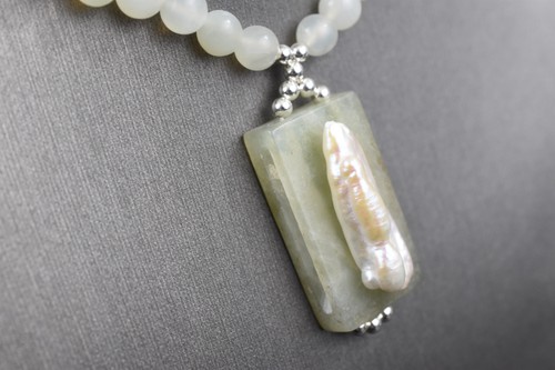 Carmelita Burns Sterling Serpentine Necklace w Baroque Pearl 17 in - Picture 6 of 13