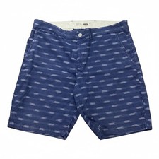 Old Navy Ultimate Slim Shorts Mens 38 Blue White Stripe Linen Cotton Blend Ikat