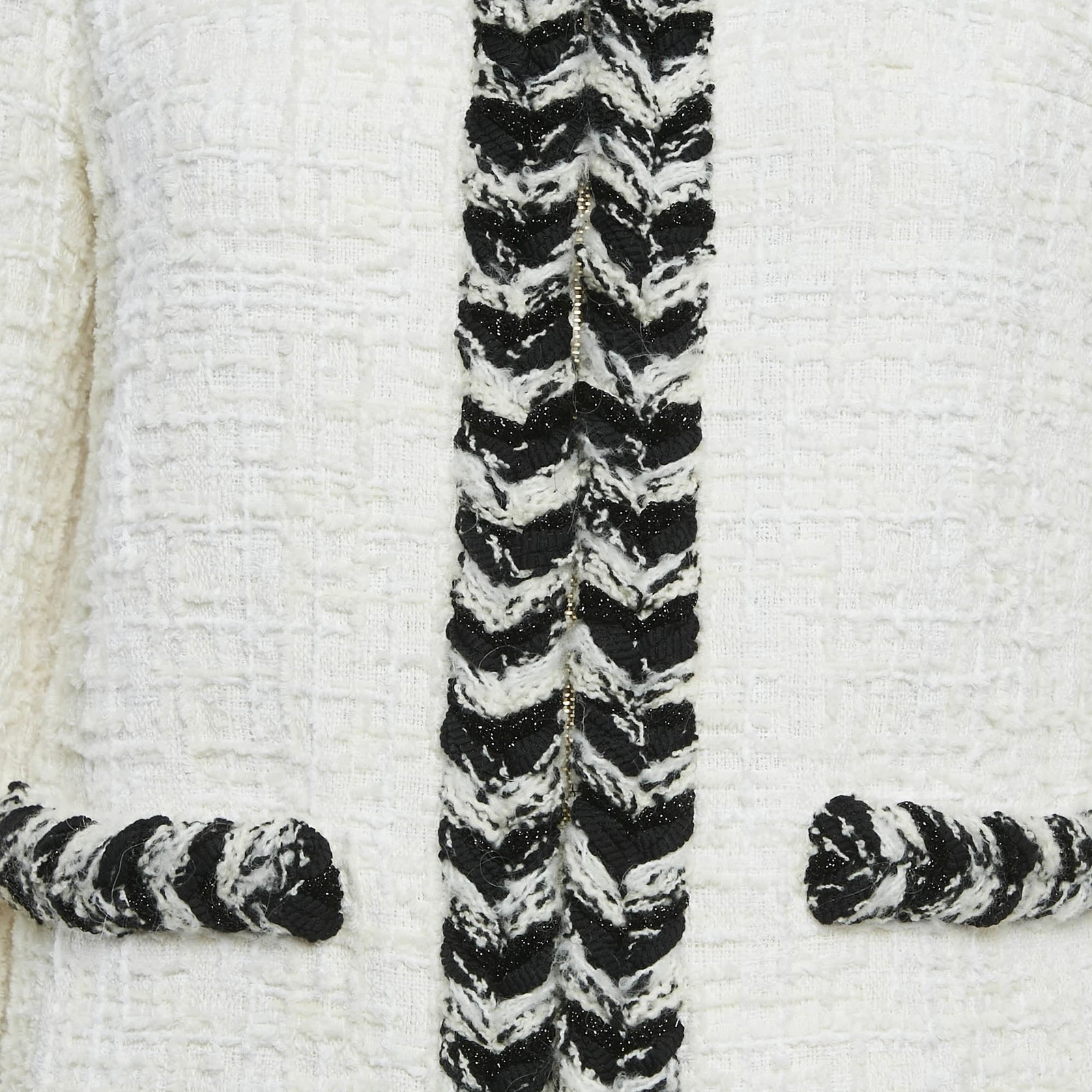 Giacca Chanel bianca in tweed con zip M