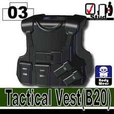 Black B20 Tactical Army Vest Compatible with toy brick minifigures SWAT