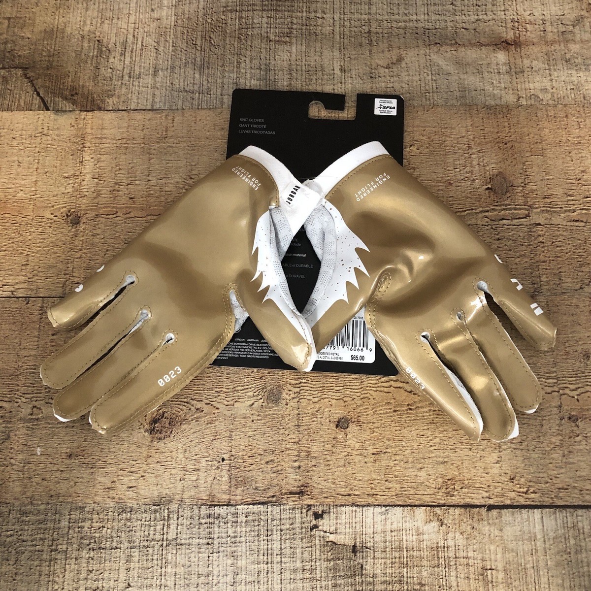 Nike Jordan Football Gloves Mens Size Medium White Gold Vapor Knit