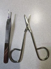 suture removal scissors kit thread cut tweezers pickups stainless steel vet tech