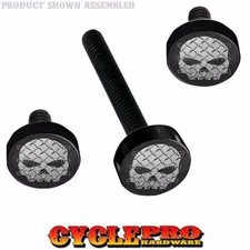 Black Billet Fairing Windshield Hardware Kit 14-Up Harley Touring - GREY SKULL G