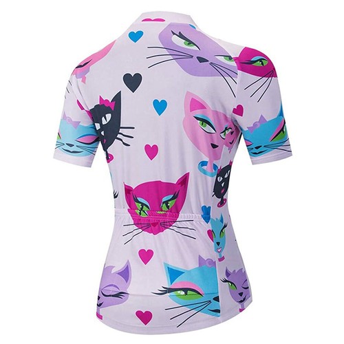 Women's Short Sleeve Cycling Jersey Full Zip Bicycle Bike Shirt Jersey Top - Picture 12 of 24