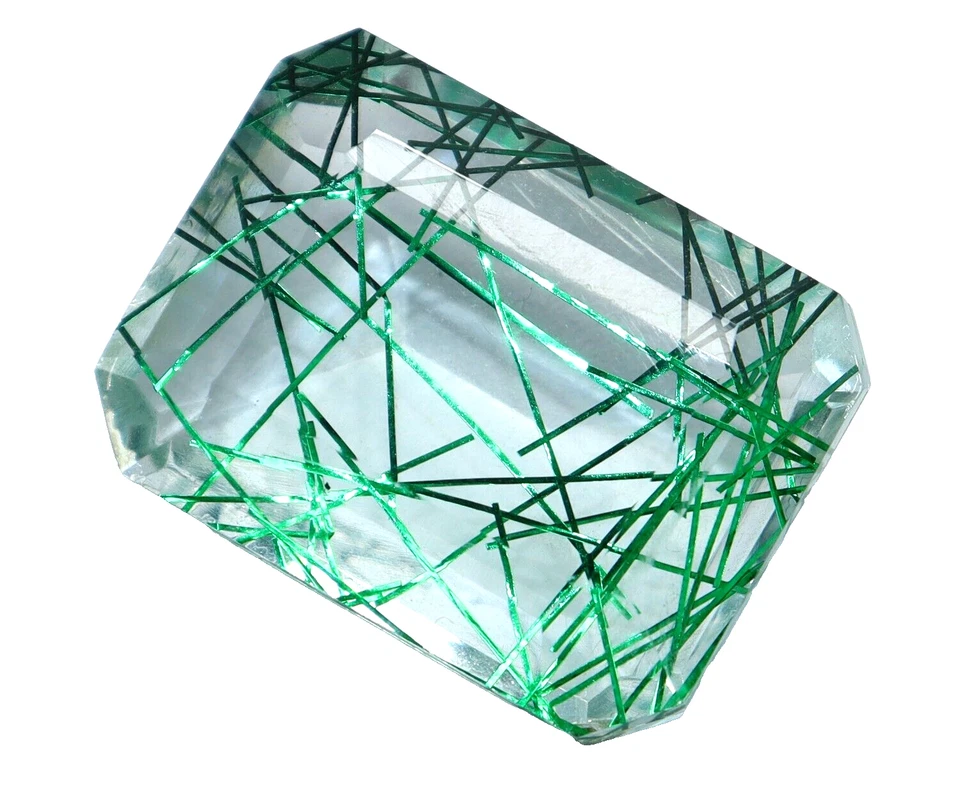 38 Karat Zertifiziert Natürliches Grün Smaragd Schliff Rutil Quarz Lose Dublette - Bild 2 von 4