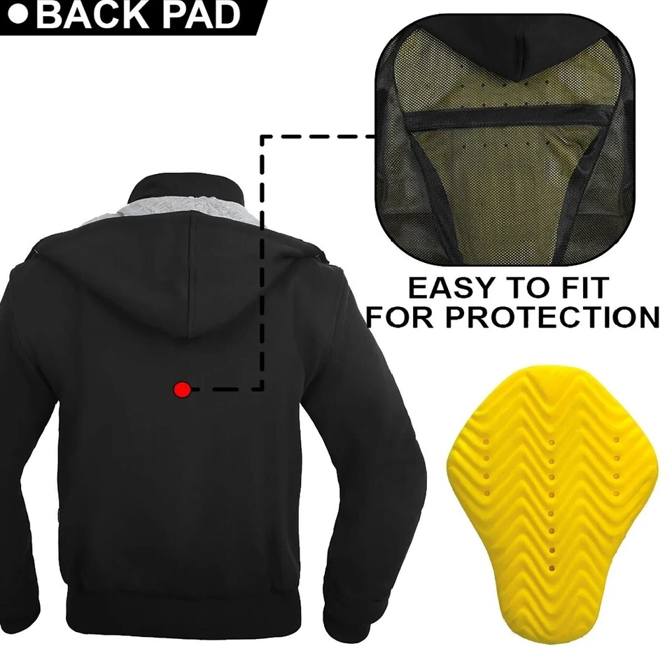 Sudadera con capucha blindada para motocicleta con forro de aramida sudadera con capucha protectora de alta resistencia Foto 2 de 4