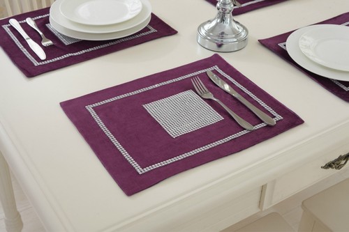 Silver Table Runner Set Tassel Home Decor Rhinestone Cushion Chenille Place-mat - Picture 36 of 36