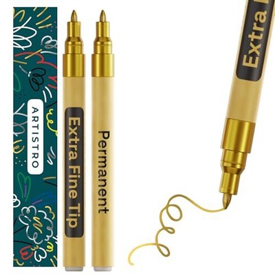 Metallic Markers Permanent - Set of 2 Gold Paint Pen Oil Based Paint Markers ...