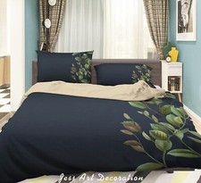 3D Branch Leaves Green Black Quilt Cover Set Duvet Cover Bedding Pillowcases