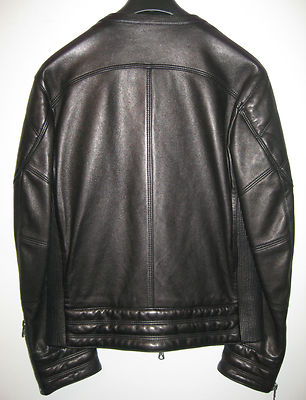 VALENTINO Black Crew Neck Leather Bomber Jacket- US SIze 12 VALENTINO Black Crew Neck Leather Bomber Jacket- US SIze 12