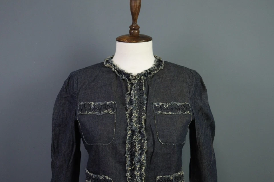 Moschino Chaqueta Cárdigan Algodón Bordado Denim Azul Barato y Chic Talla US 8 Foto 2 de 4