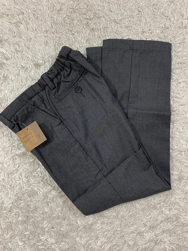 Calça social Lands End aço cinza frente plana cintura ajustável meninos 6X nova com etiquetas - Imagem 4 de 4