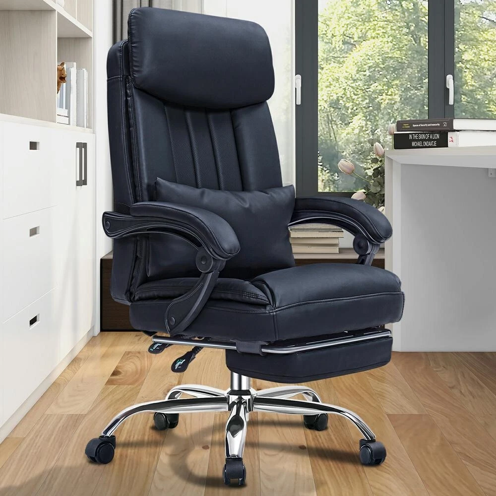 Executive Chair, High Back Leather Desk Chair W/ Retractable