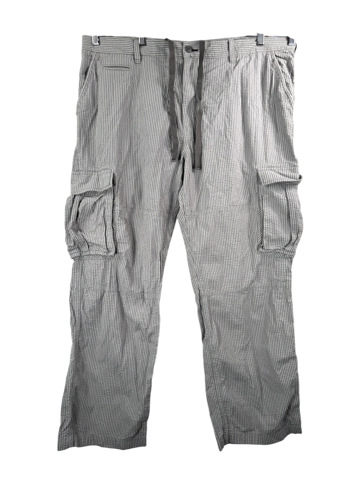 VTG Old Navy Surplus Cargo Grey Seersucker Pants Men's 42x32