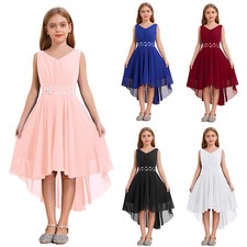 Kids Girls Dress Ball Gown Chiffon Skirt Dance Costume Prom Birthday Beaded