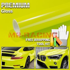 Gloss Glossy Lime Yellow Green Vinyl Wrap Sheet Sticker Decal Air Release Film