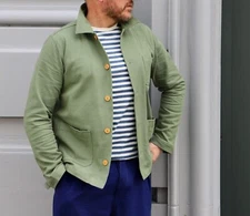 60s Style French Pistachio Green Cotton Twill Canvas Chore Jacket - Various Size