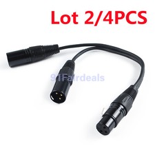 Lot 3-Pin XLR Female Jack to Dual 2 Male Plug Y Splitter Mic DJ Cable Adaptor