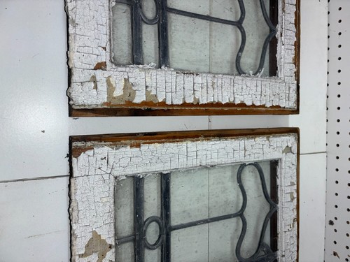 Leaded Glass Windows Antique Transom set Oak American Arts & Crafts (3 pcs) - Picture 16 of 16