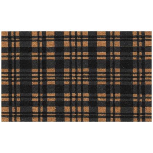 Liora Manne Natura 2x3 Doormat Non Slip Natural Fiber Outdoor Black Tartan - Picture 1 of 8