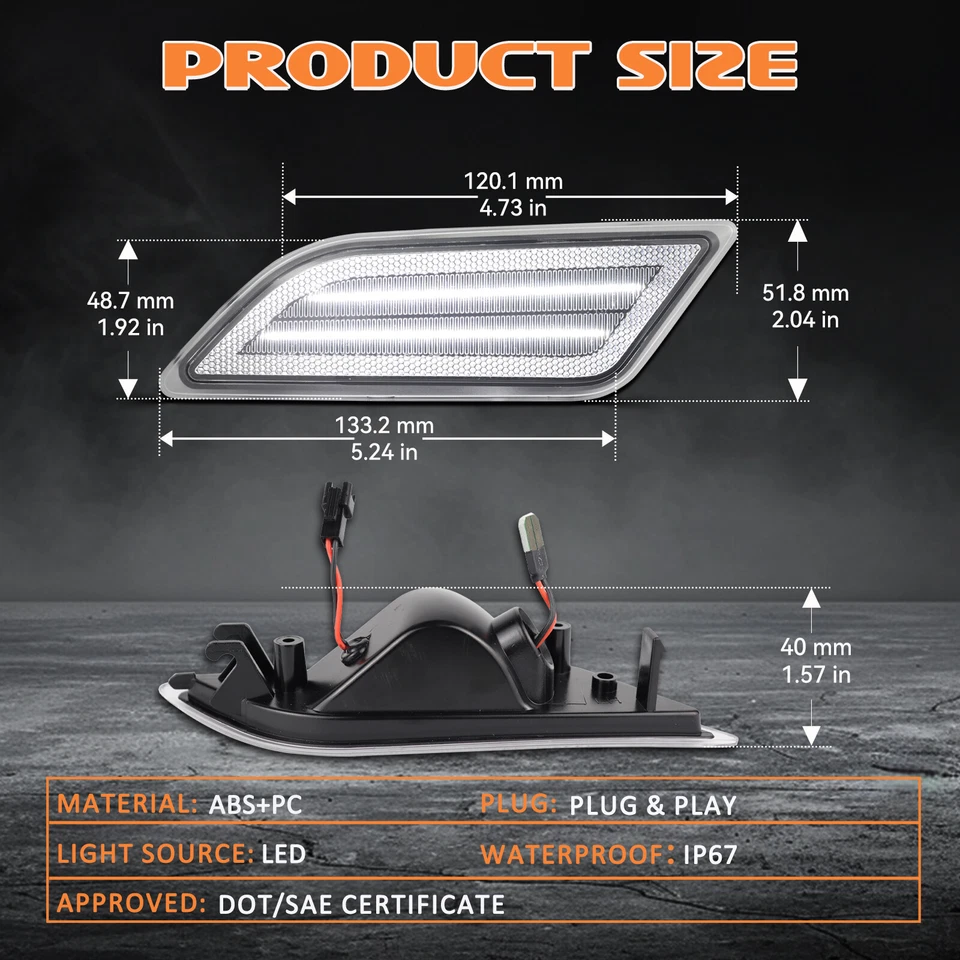 For 2012-2014 Mercedes Benz W204 C250 C300 C350 Clear 2PCS LED Side Marker Light - Изображение 4 из 4